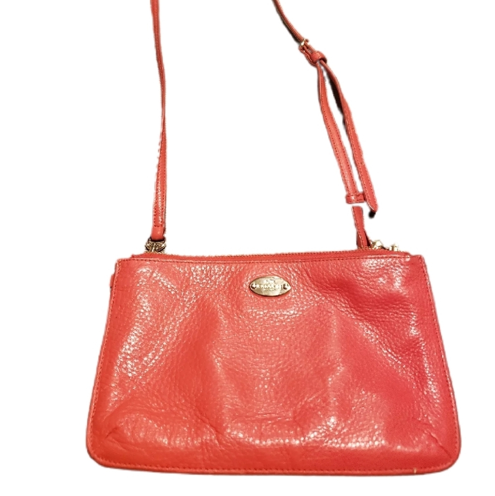 AUTHENTIC Coach Red/Orange dual pouch cross body